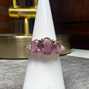 Ring Bomb Party Ring, NWOT, size 7, purple gemstone, rose gold plated band